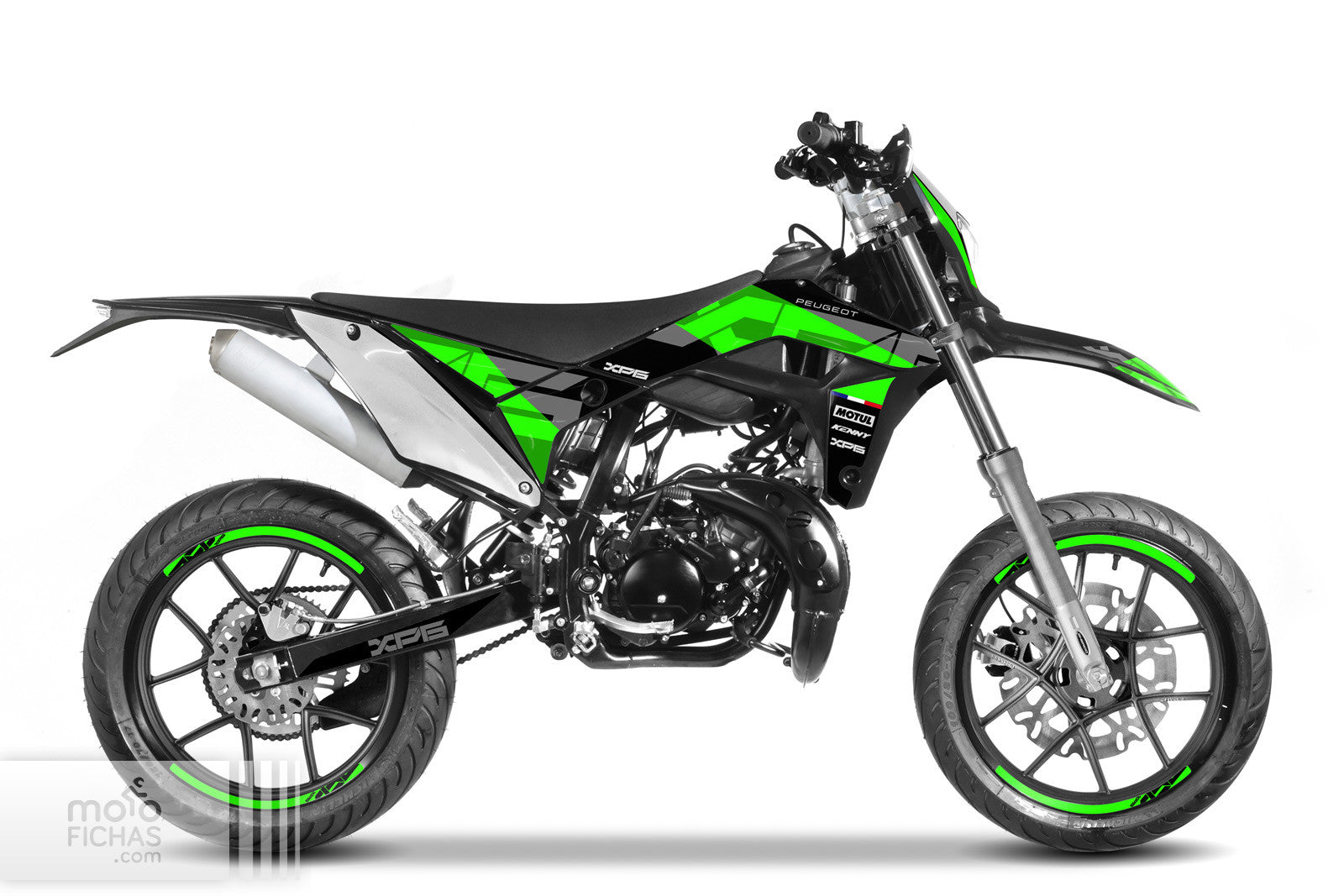 Peugeot XP6 Supermotard estudio verde y negro