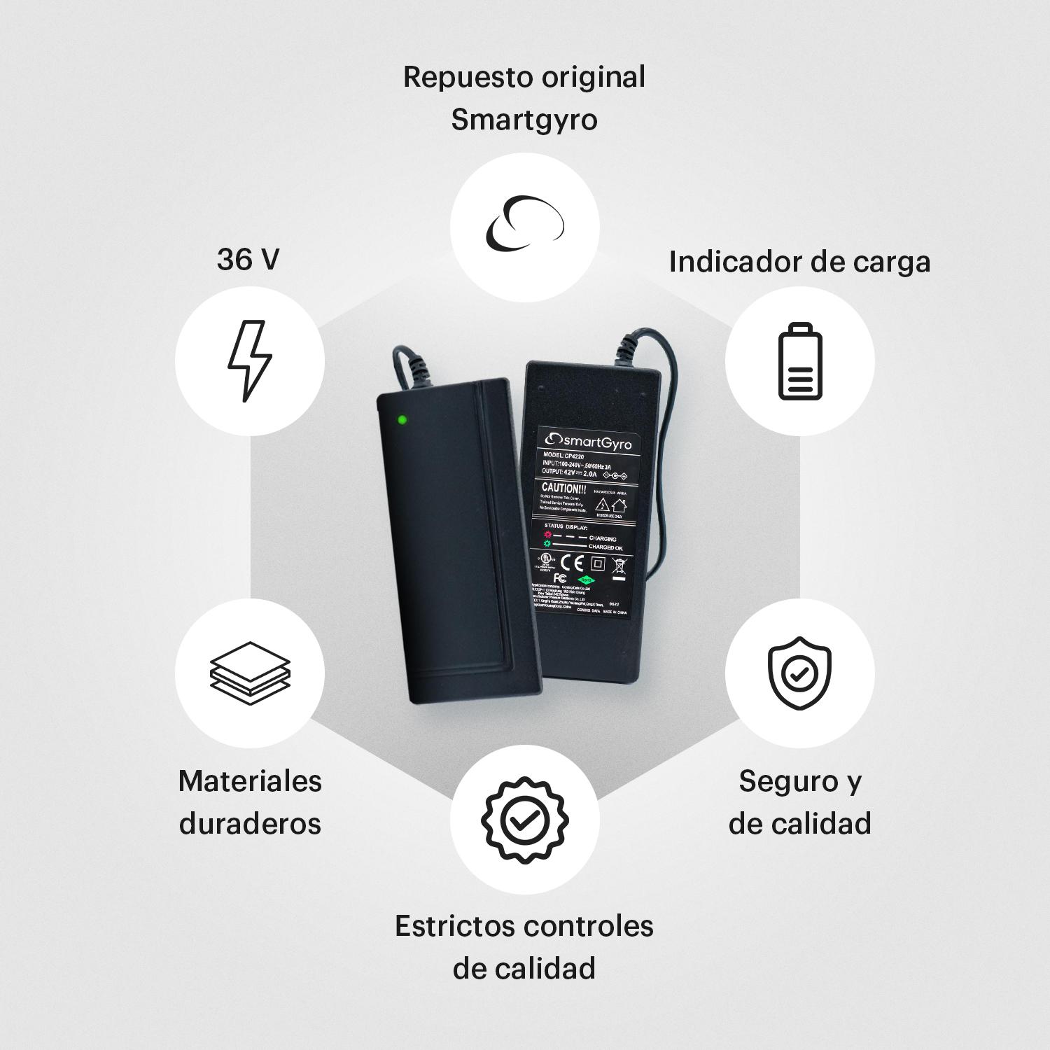 SMARTGYRO CARGADOR 3600 PARA PATINES DE 36V